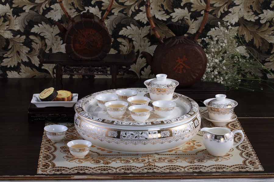 Courtyard deep tea set - Premium bone china tea set PT007