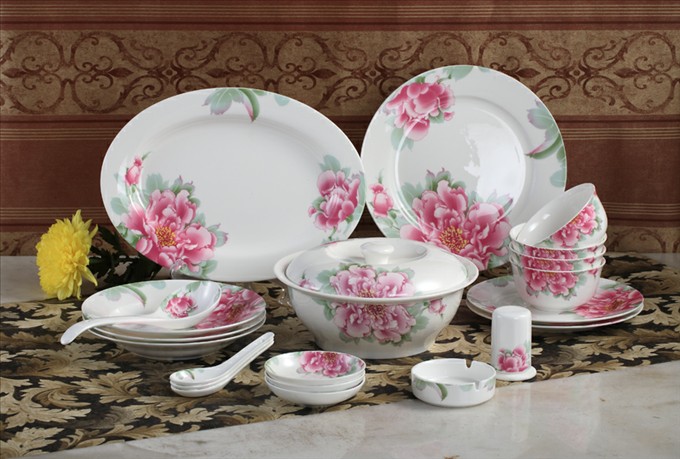 Setelan bone china canggih berlapis warna PC0030