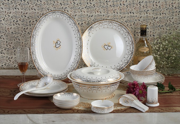 Setelan bone china canggih berlapis warna PC0053