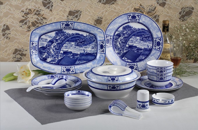 Setelan bone china canggih berlapis warna PC0054